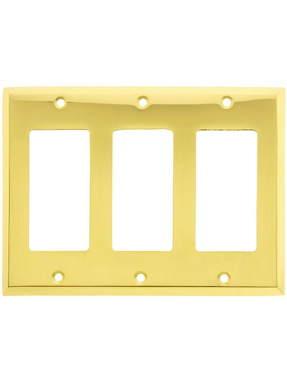 Classic Triple Gang GFI Cover Plate In Polished Brass.